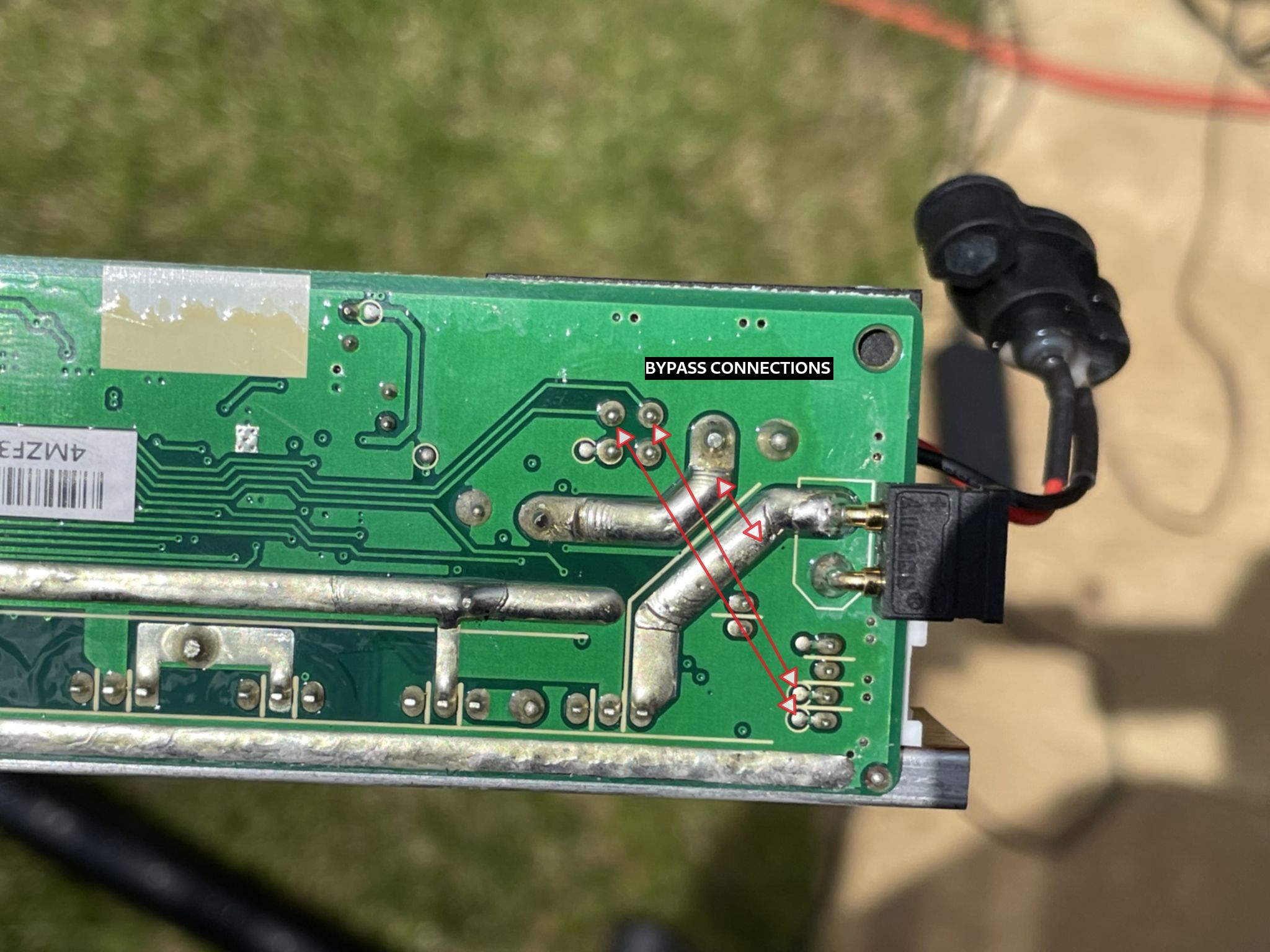 Bypass connection points on the motor controller board
