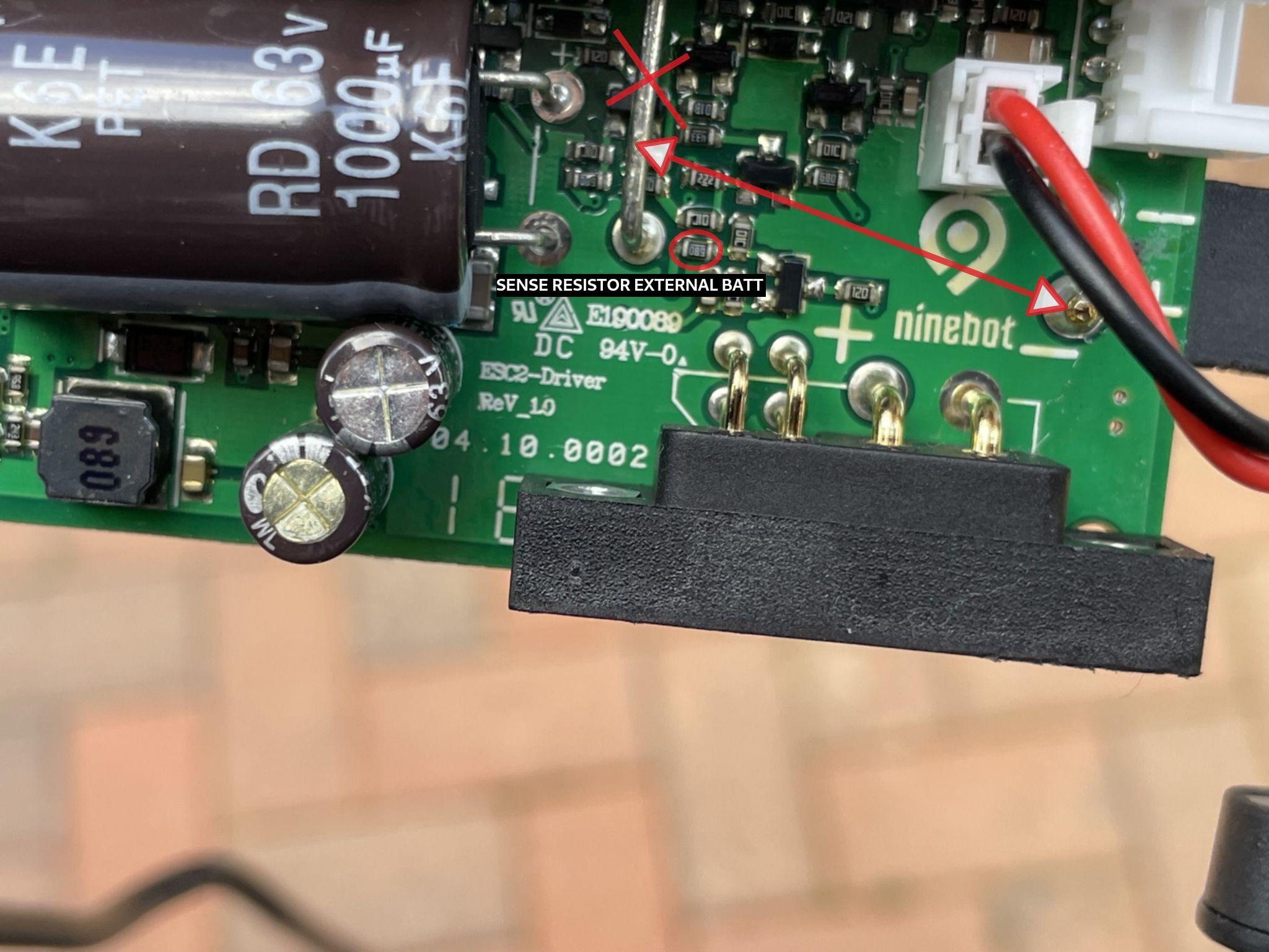 Sense resistor before removal